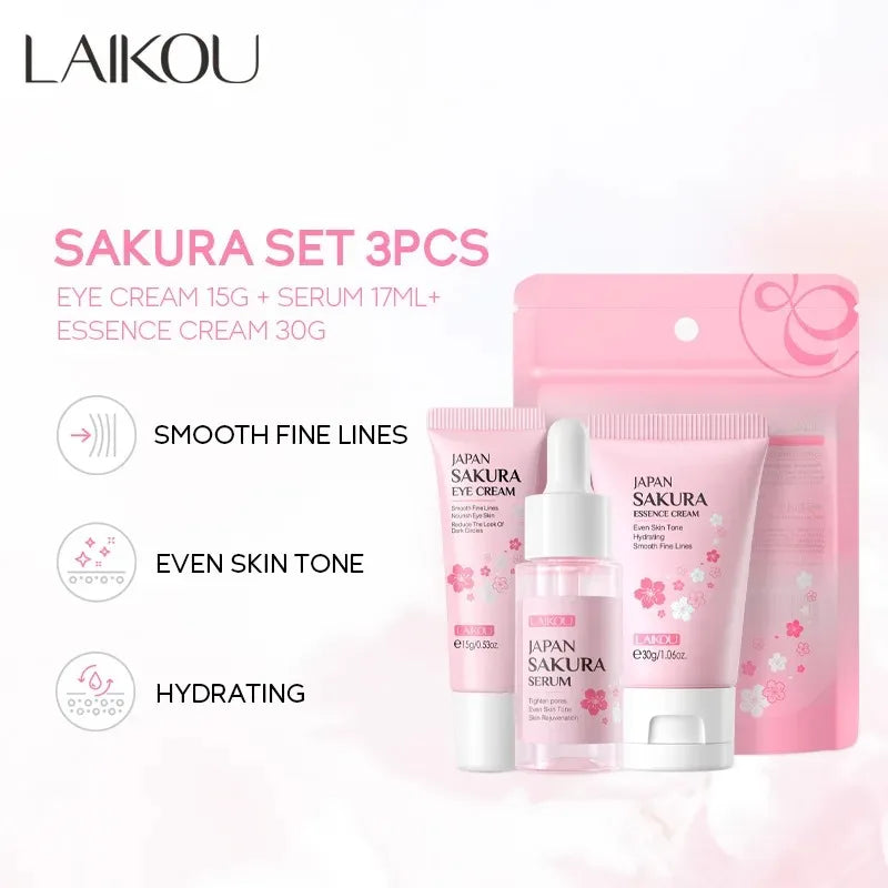 Glow Skincare Set (Serum, Eye & Face Cream) by LAIKOU